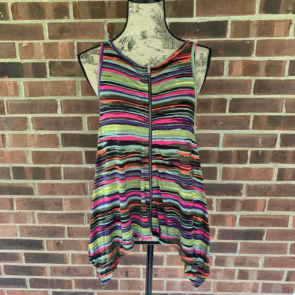 South striped light weight uneven hem vest